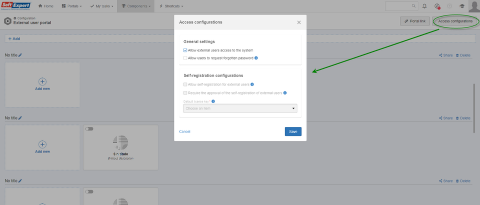 Configuration to enable the External user portal