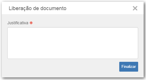 Esta imagem é referente à liberação de um documento. A tela para cancelamento de documento e encerramento de contrato é igual