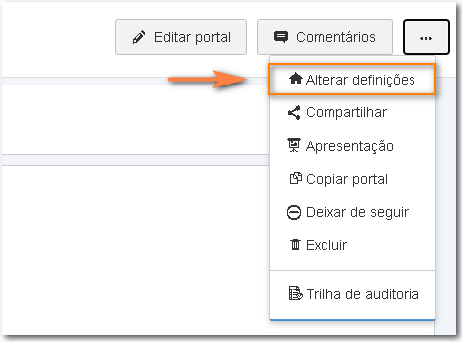 Opção apresentada na tela do portal e da Home