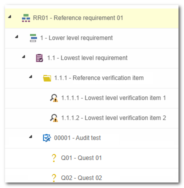 Requisito de referência com diferentes tipos de objeto na estrutura