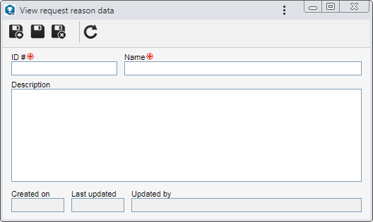 This image refers to the data screen of a content viewing reason. The data screens for the physical record copy and physical record loan reasons are similar.