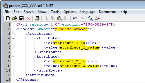 XML file template - only illustrative.