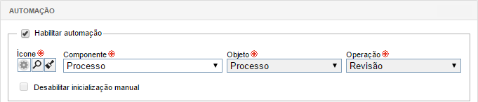 Dados do processo > Dados gerais > Automação